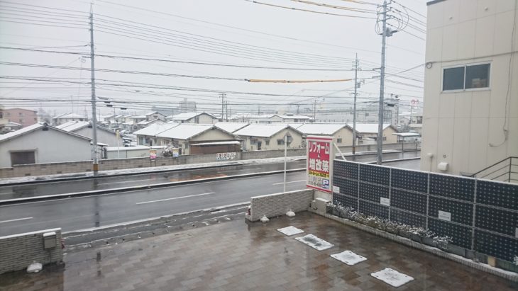 創拓から見える雪景色。岡山では珍しい