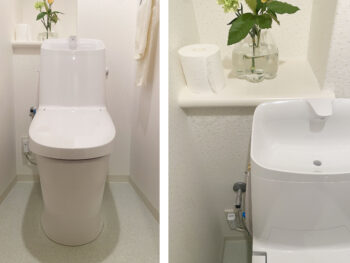 【マンショントイレリフォーム事例】あふれる清潔感♪キレイ機能満載トイレにリニューアル！