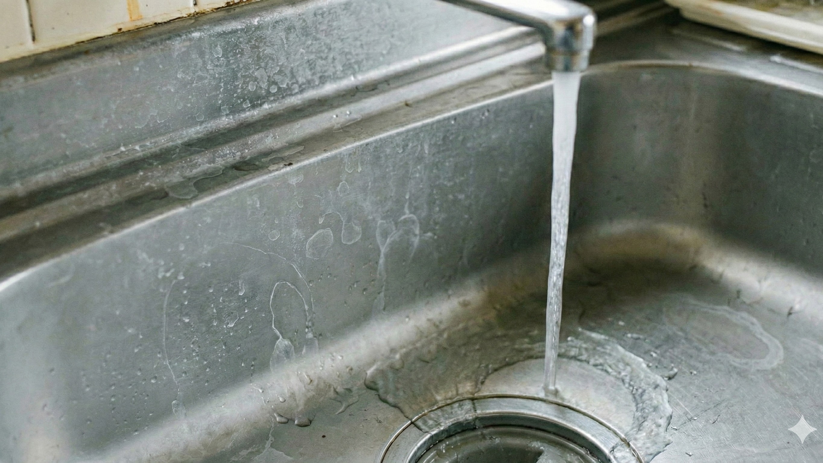 濡らした部分だけツヤが戻るシンクの比較